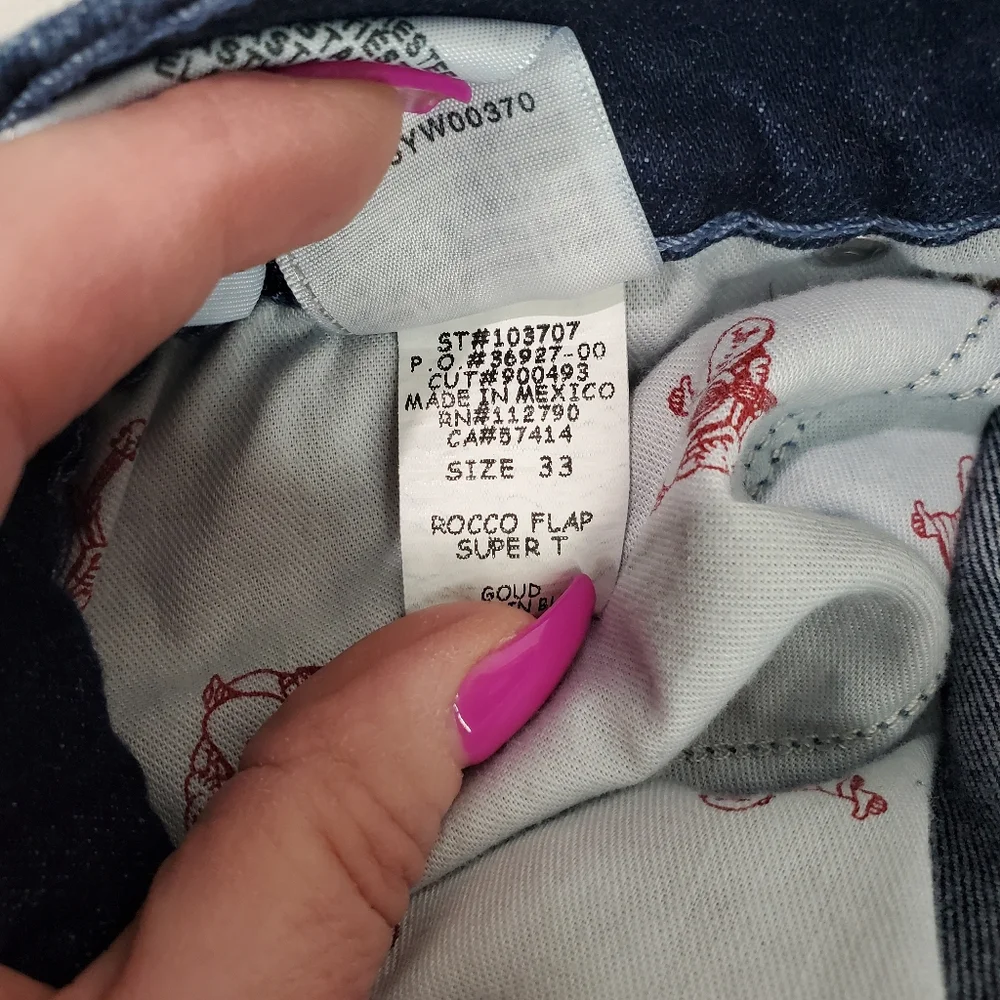 True Religion Mens Rocco Super T Relaxed Skinny W/Flap Pockets Jeans Size 33 - Picture 15 of 16